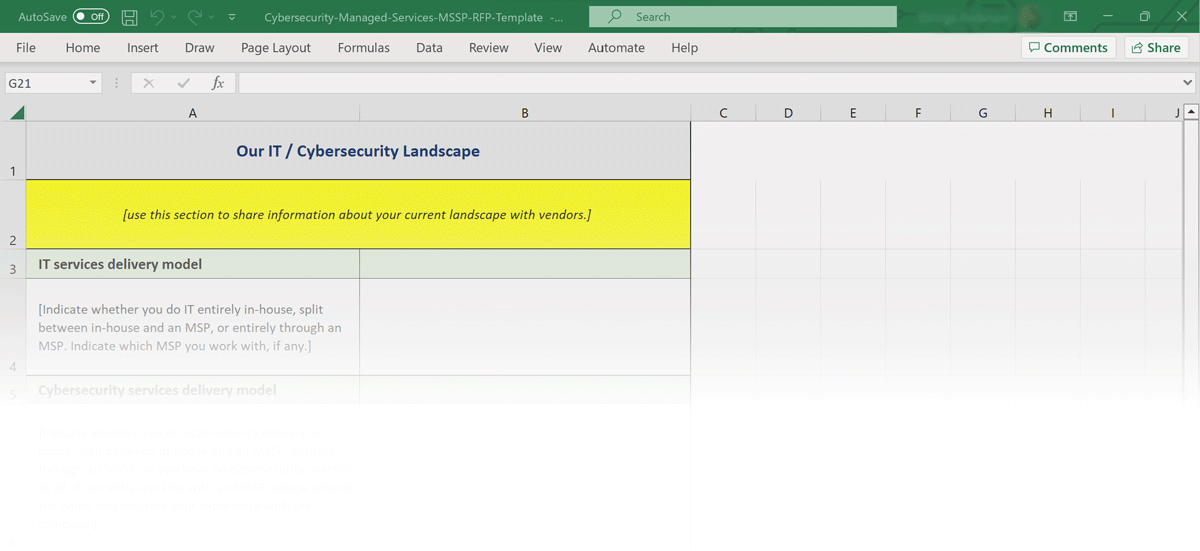 Cybersecurity RFP Template Download